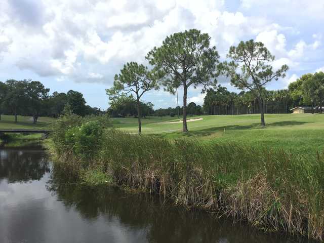 A view over the water of a hole from Clearwater Country Club.