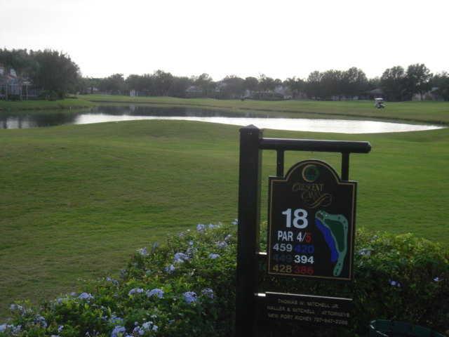 A view of hole #18 at Crescent Oaks Country Club