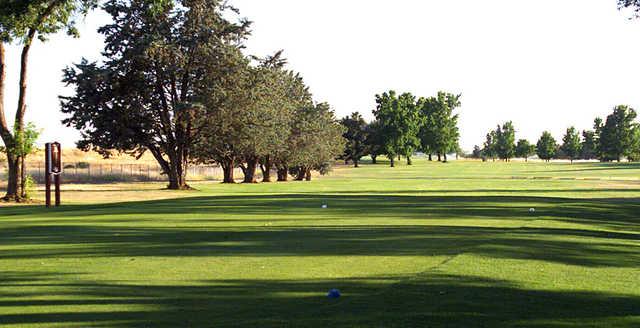 A view of a tee at Mather Golf Course.