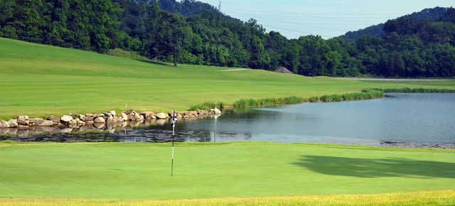 A view of a hole with water coming into play at Avalon Country Club.