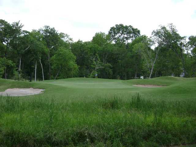 A view of a hole flanked by bunkers at Sienna Plantation Golf Club.