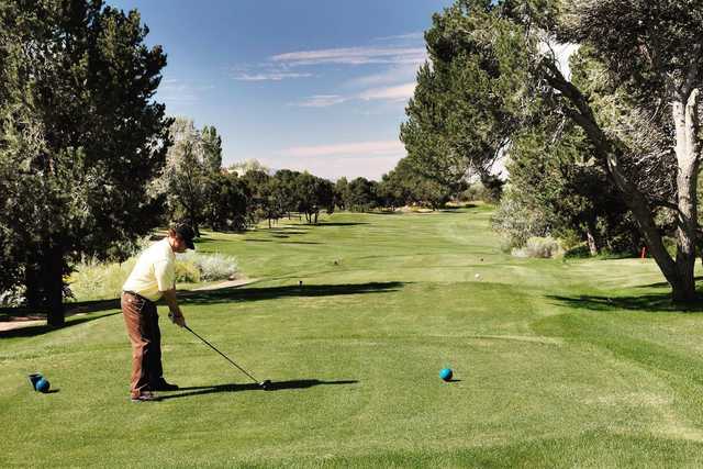 A view of a tee at Quail Run Golf Course.
