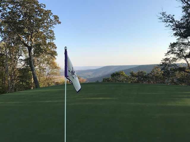 Looking back from a green at The Course at Sewanee