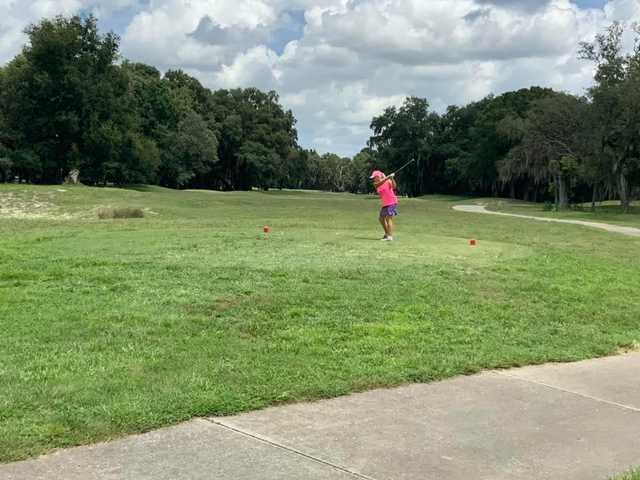 A view of a tee at The Spruce Creek Preserve Golf Club