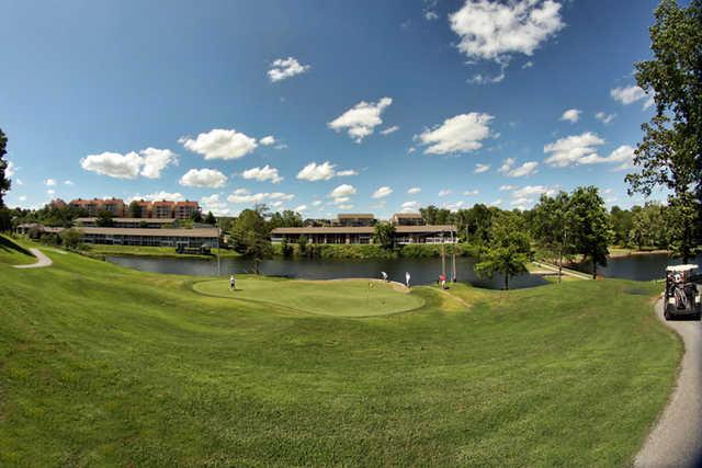 A view of green #6 with water coming into play at The Pointe Golf Course.