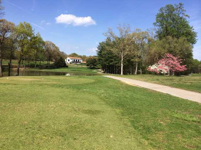 A view from a tee and the clubhouse in the distance at Bay Hills Golf Club.