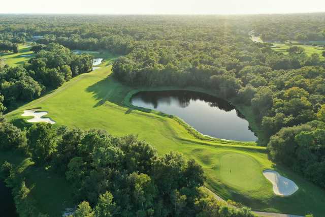 Aerial view of the 6th hole from Twin Rivers Golf Club