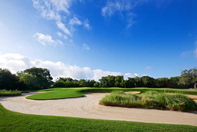 View of a bunkered green at Landa Park Municipal Golf Course