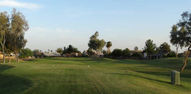 A view from a tee at Desert Mirage Golf Course.