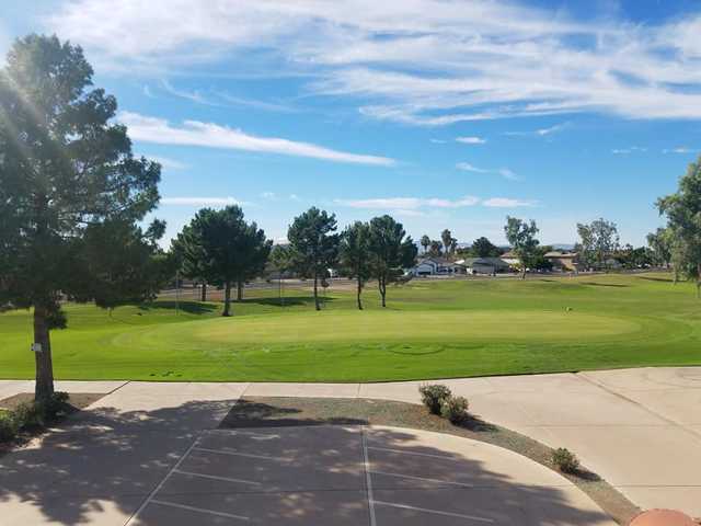 A sunny day view from Desert Mirage Golf Course.
