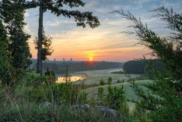 A sunset view from Lonnie Poole Golf Course at North Carolina State University.
