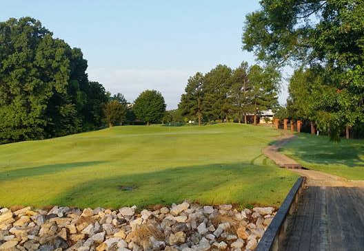 A view of the 18th fairway at Timber Truss Golf Course.