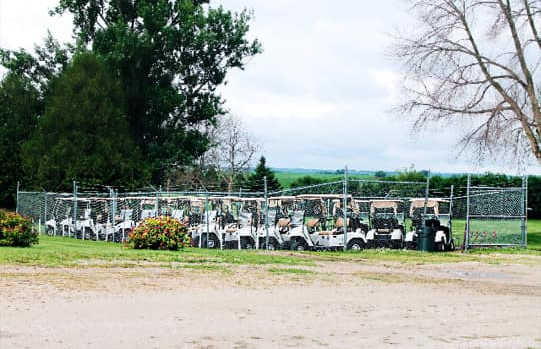A view of the cart fleet at Heartland Country Club.