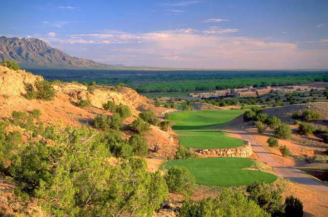 A view of a tee at Twin Warriors Golf Club.