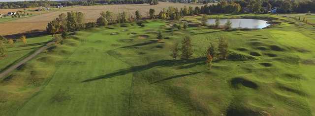 Approach to the 4th hole at Grey Hawk Golf Club.