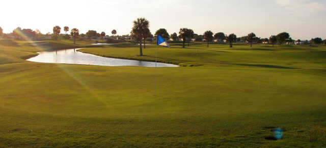 A sunny day view of a hole at Barefoot Bay Golf & Recreation Park.