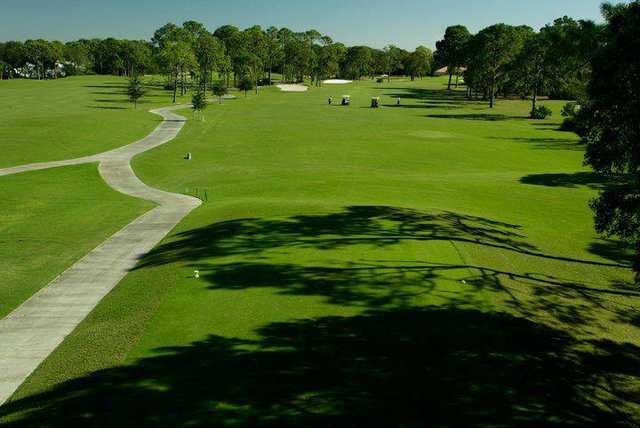A view of a tee at Palm-Aire Country Club.