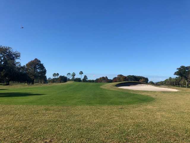 View of a bunkered green at Clearwater Country Club