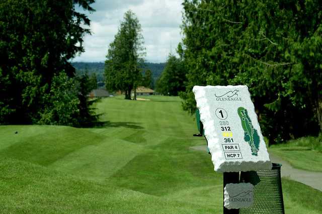 A view from tee #1 sign at Gleneagle Golf Course.