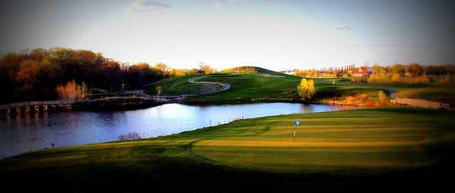 View of a green at The Ponds at Battle Creek Golf Course