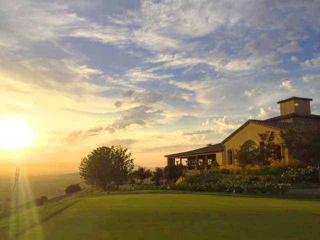 A view of the clubhoue and the putting green at The Ranch Golf Club.