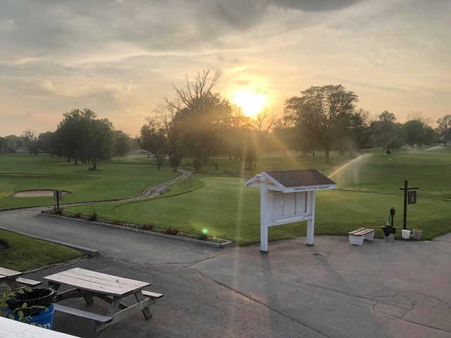 A sunset view of tee #1 from West Course at Chicago Heights Park District.
