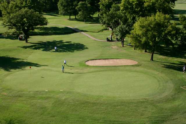 View of a green at Pryor Creek Municipal Golf Course.