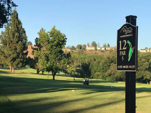 A view from tee #12 sign at Anaheim Hills Country Club.