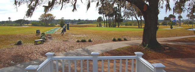 A view of the practice area at Windy Harbor Golf Club.