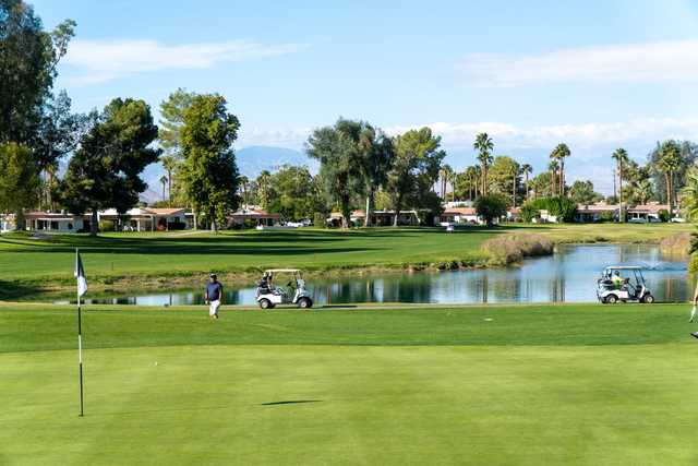 A view of the 3rd hole at Cathedral Canyon Golf Club.