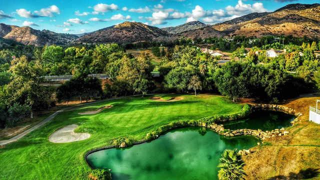 A view of hole #18 at Eagle Crest Golf Club.