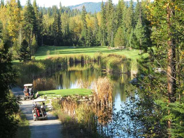 View of the 13th tee box at Priest Lake Golf Club.