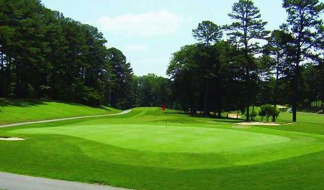 A view of a green at Mystery Valley Golf Club.