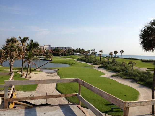 A view from the clubhouse at Palm Beach Golf Course.
