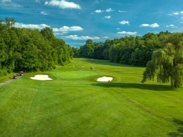 A sunny day view of a hole at Putnam County Golf Course.