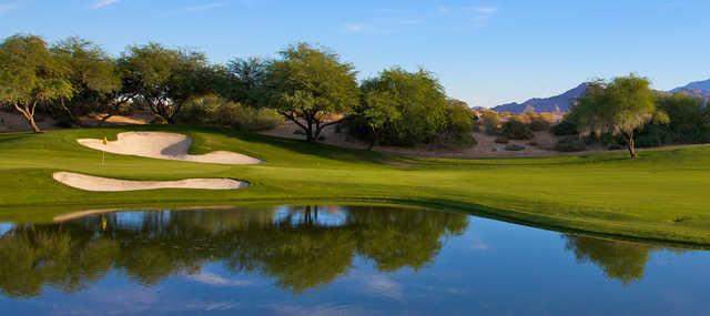 A view of a green from Mountain View at Desert Willow Golf Resort.