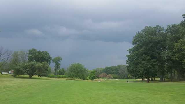 A cloudy day view from a fairway at Reid Park Golf Club.