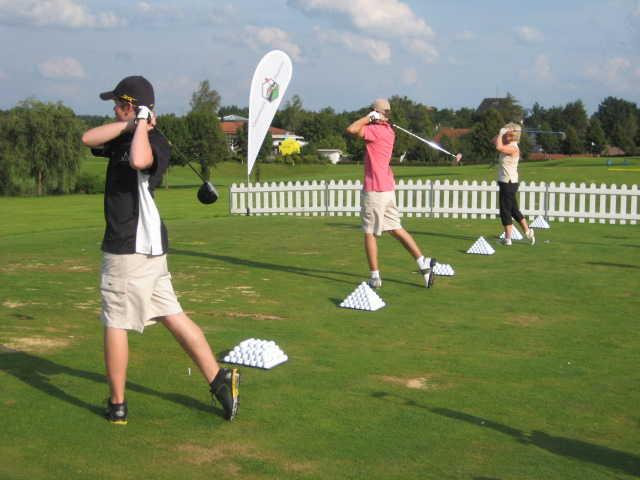 A view of the driving range tees at Pfaffing Golf Course