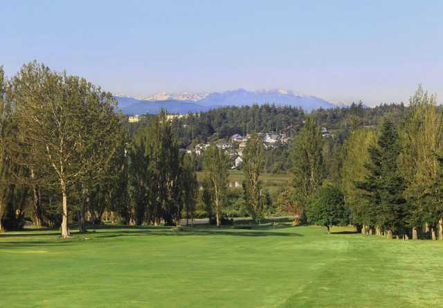 A view from the right side of a fairway at Port Townsend Golf Club.