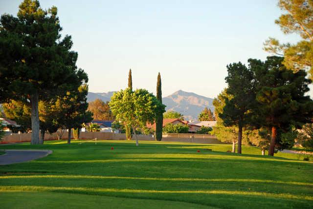 View of the 7th tee at Los Prados Golf Course.