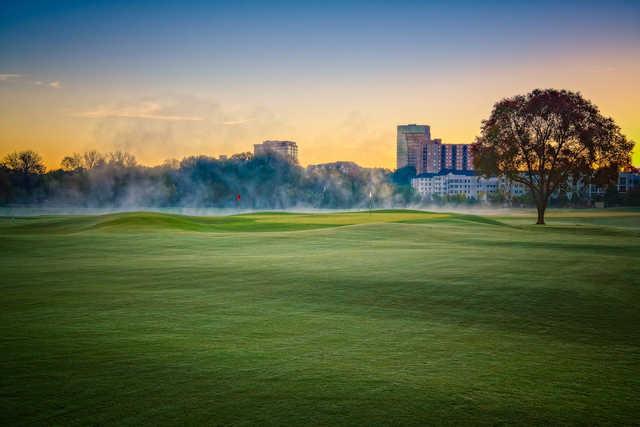 View of the 1st green from The Magnolia Nine at Bobby Jones Golf Course.