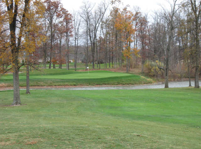 A view of a green with water coming into play at West Chase Golf Club.
