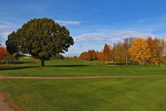 A fall day view of a fairway at Redditch Golf Club.