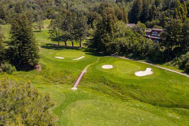 View of the 2nd green on the right side and the 6th on the left side at Mill Valley Golf Course.