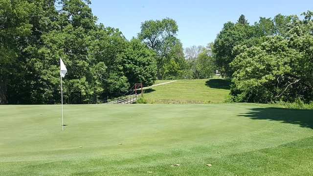 A view of a hole and small bridge in background at The Freeport Club.