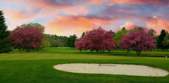 A sunset view of a hole at Wayne Hills Country Club.