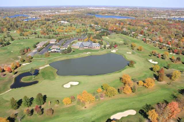 Aerial view of the 8th and 9th holes from the South Course at Walnut Creek Country Club.