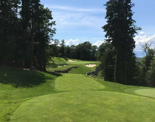 A view from a tee at Lake Course from Evian Resort Golf Club.