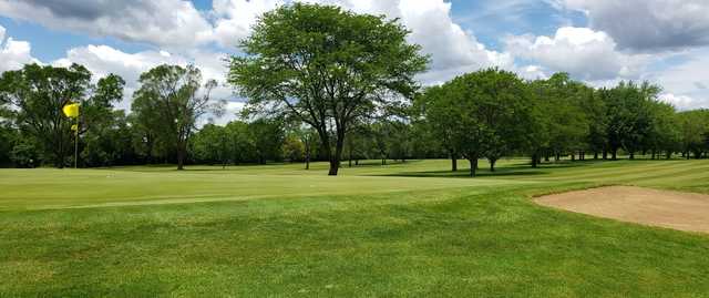A view of the 17th green at Bristol Oaks Golf Club and Banquet Center.