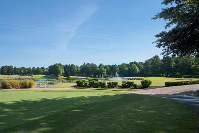 A sunny day view of a hole at The Links at Lowell Golf & Athletic Club.